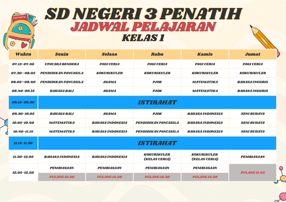 Jadwal Kelas 1