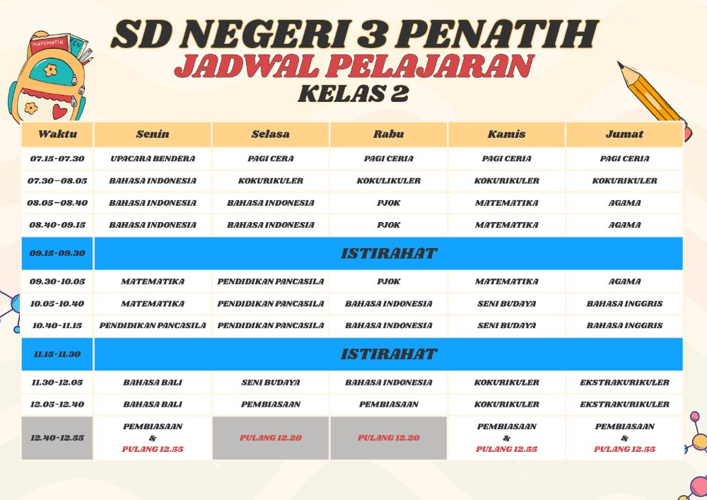 Jadwal Kelas 2