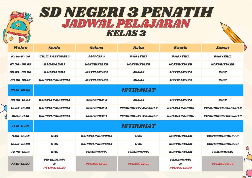 Jadwal Kelas 3