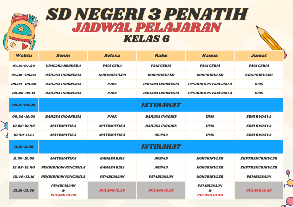 Jadwal Kelas 6